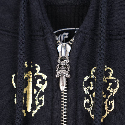 CHROME HEARTS VINTAGE GOLD DAGGER FLORAL ZIP UP