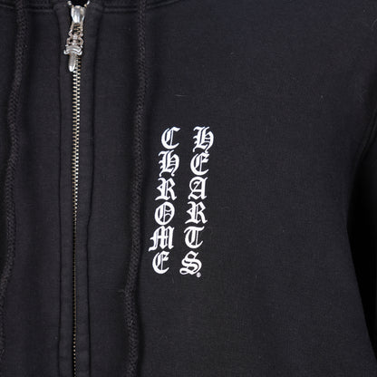 CHROME HEARTS VINTAGE SCRIPT FLORAL CROSS ZIP UP HOODIE