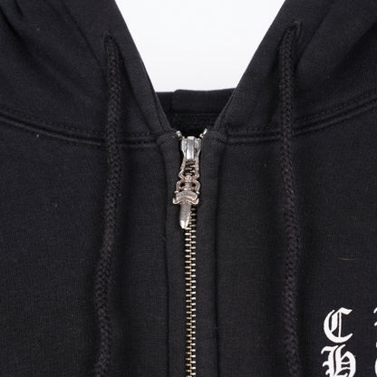 CHROME HEARTS VINTAGE SCRIPT FLORAL CROSS ZIP UP HOODIE