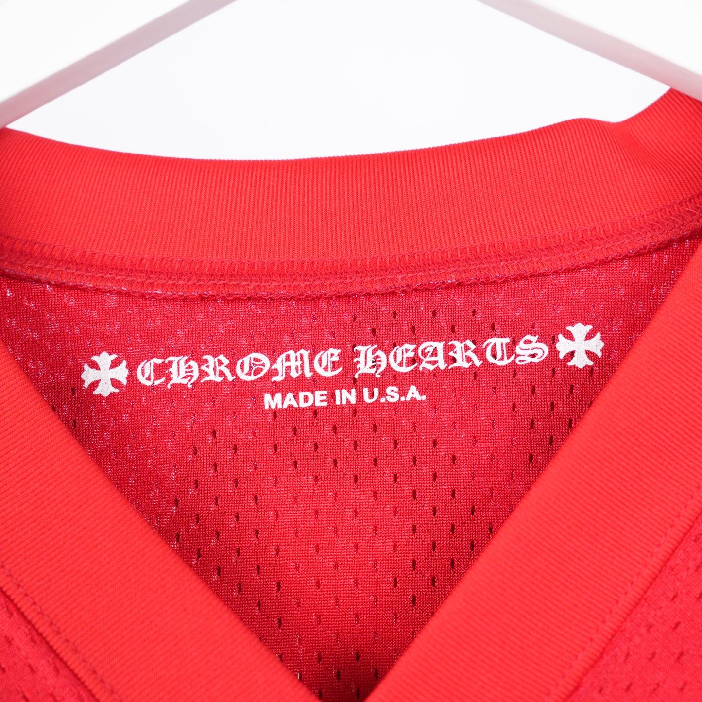 CHROME HEARTS RED MESH 'FORM' SHORT SLEEVE JERSEY