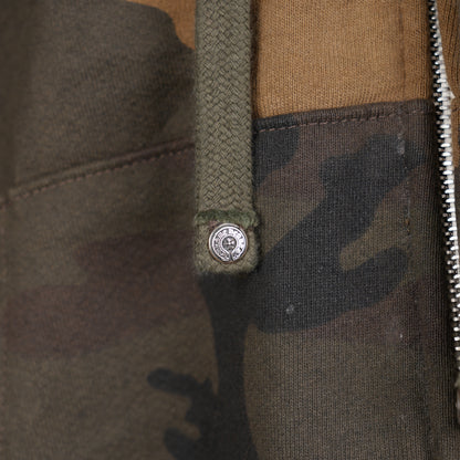 CHROME HEARTS CAMO LEATHER PATCH ZIP UP HOODIE SWEATSHIRT