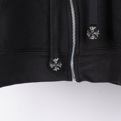CHROME HEARTS SEQUIN LARGE CROSS PARIS COUTOURE ZIP UP HOODIE