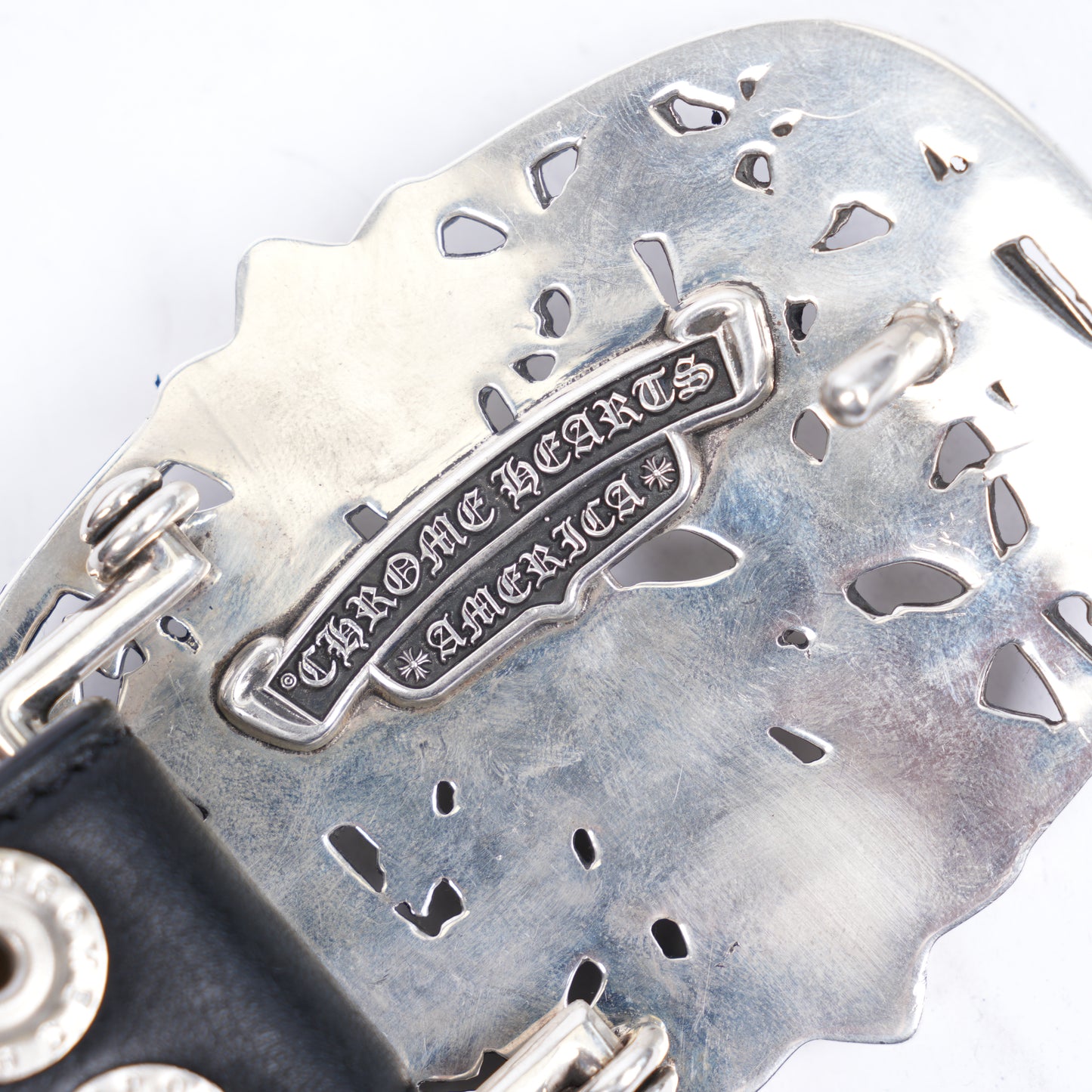 CHROME HEARTS CEMETERY BUCKLE WITH PLAIN BLACK STRAP