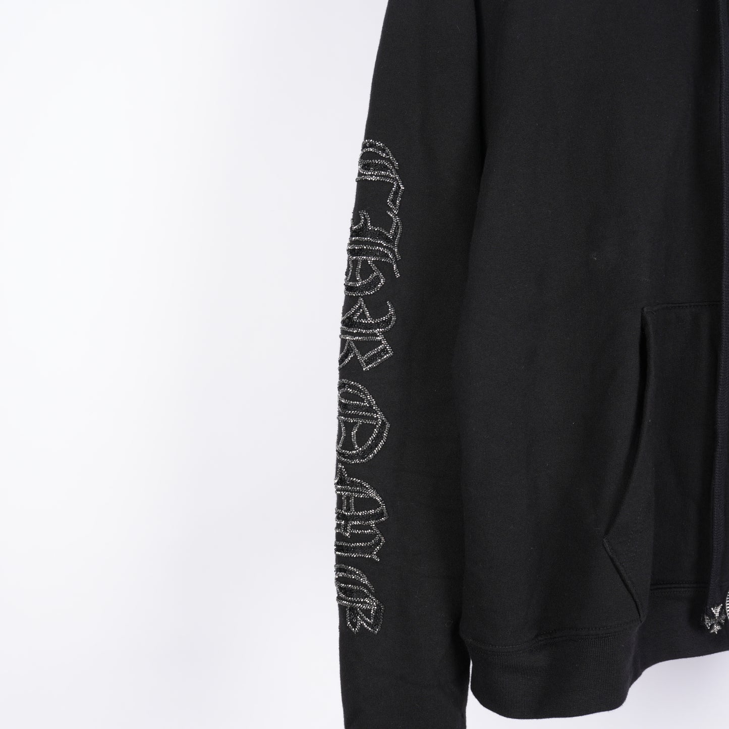 CHROME HEARTS SEQUIN LARGE CROSS PARIS COUTOURE ZIP UP HOODIE