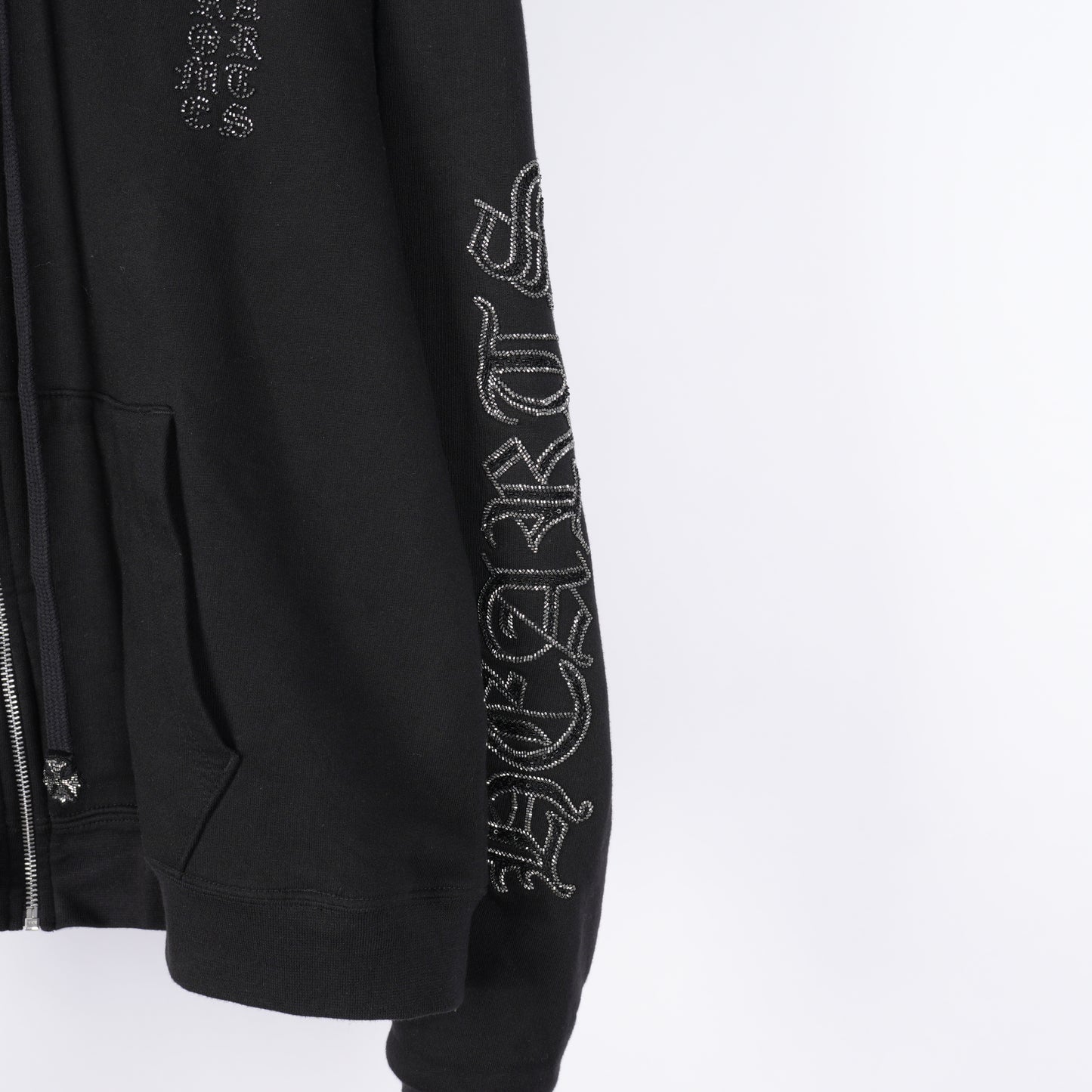 CHROME HEARTS SEQUIN LARGE CROSS PARIS COUTOURE ZIP UP HOODIE