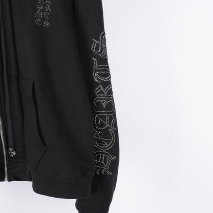 CHROME HEARTS SEQUIN LARGE CROSS PARIS COUTOURE ZIP UP HOODIE