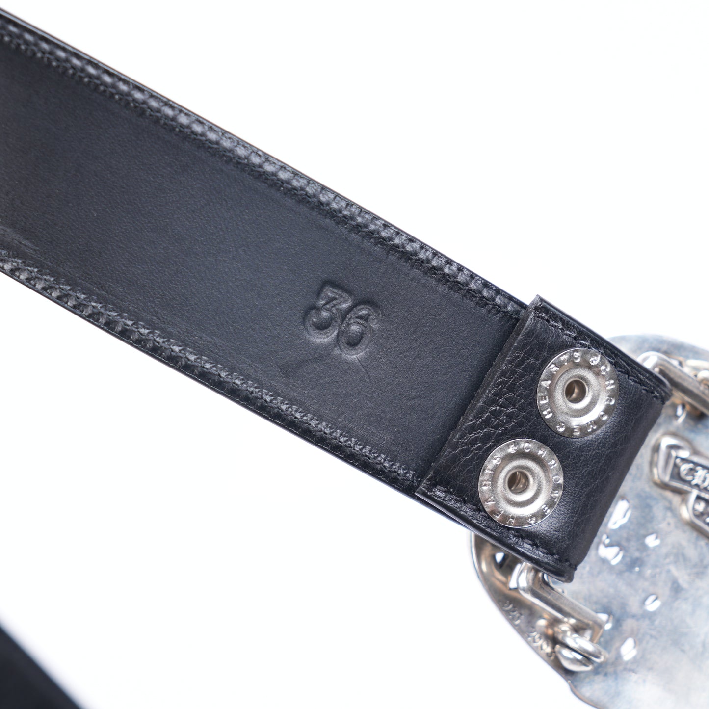 CHROME HEARTS CEMETERY BUCKLE WITH PLAIN BLACK STRAP