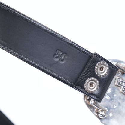 CHROME HEARTS CEMETERY BUCKLE WITH PLAIN BLACK STRAP
