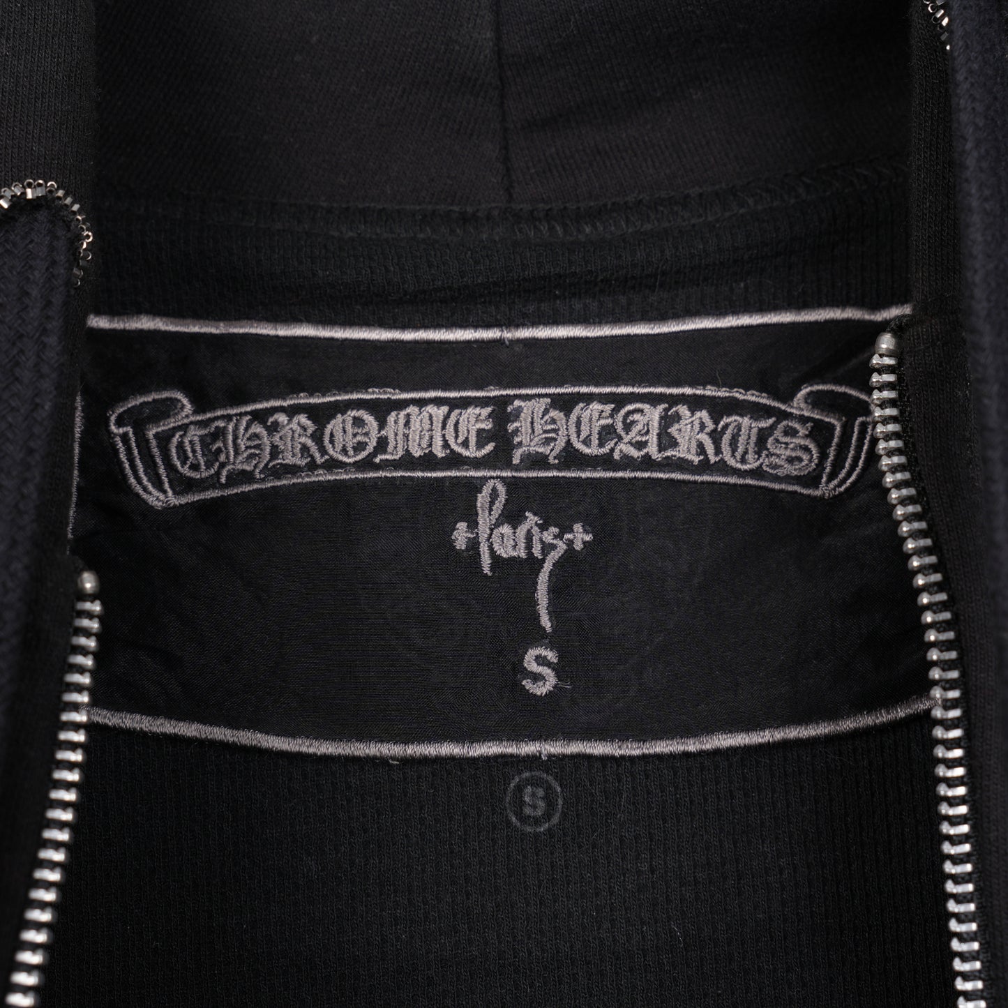 CHROME HEARTS SEQUIN LARGE CROSS PARIS COUTOURE ZIP UP HOODIE