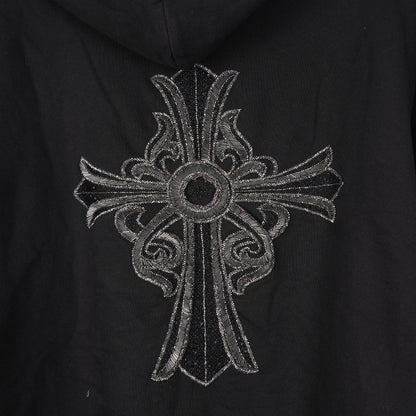 CHROME HEARTS SEQUIN LARGE CROSS PARIS COUTOURE ZIP UP HOODIE