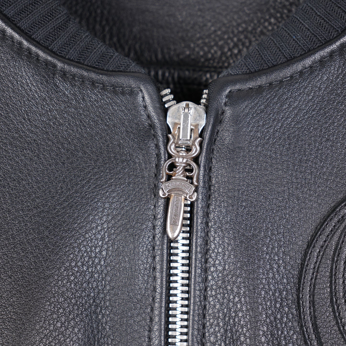 CHROME HEARTS ON TARGET CH PATCH LEATHER BOMBER JACKET