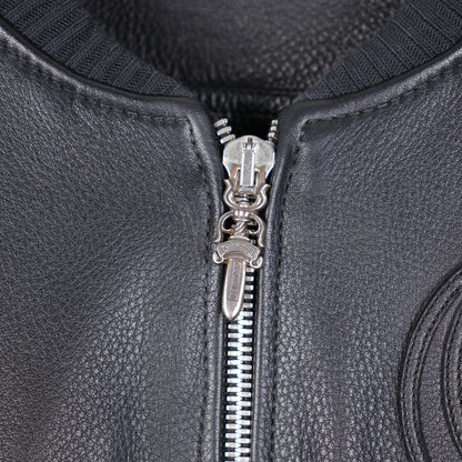 CHROME HEARTS ON TARGET CH PATCH LEATHER BOMBER JACKET