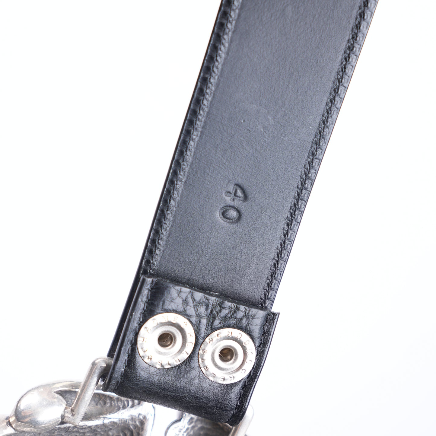 CHROME HEARTS ROLLING STONES BUCKLE WITH PLAIN BLACK STRAP