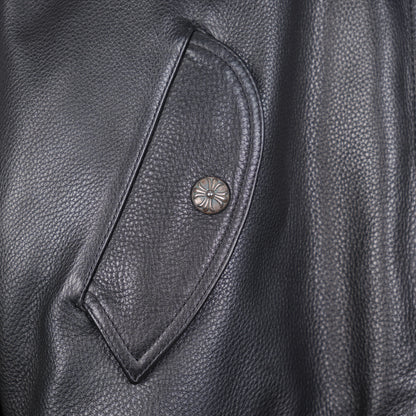 CHROME HEARTS ON TARGET CH PATCH LEATHER BOMBER JACKET