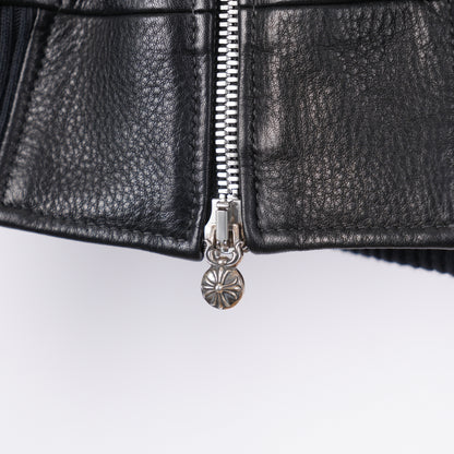 CHROME HEARTS ON TARGET CH PATCH LEATHER BOMBER JACKET