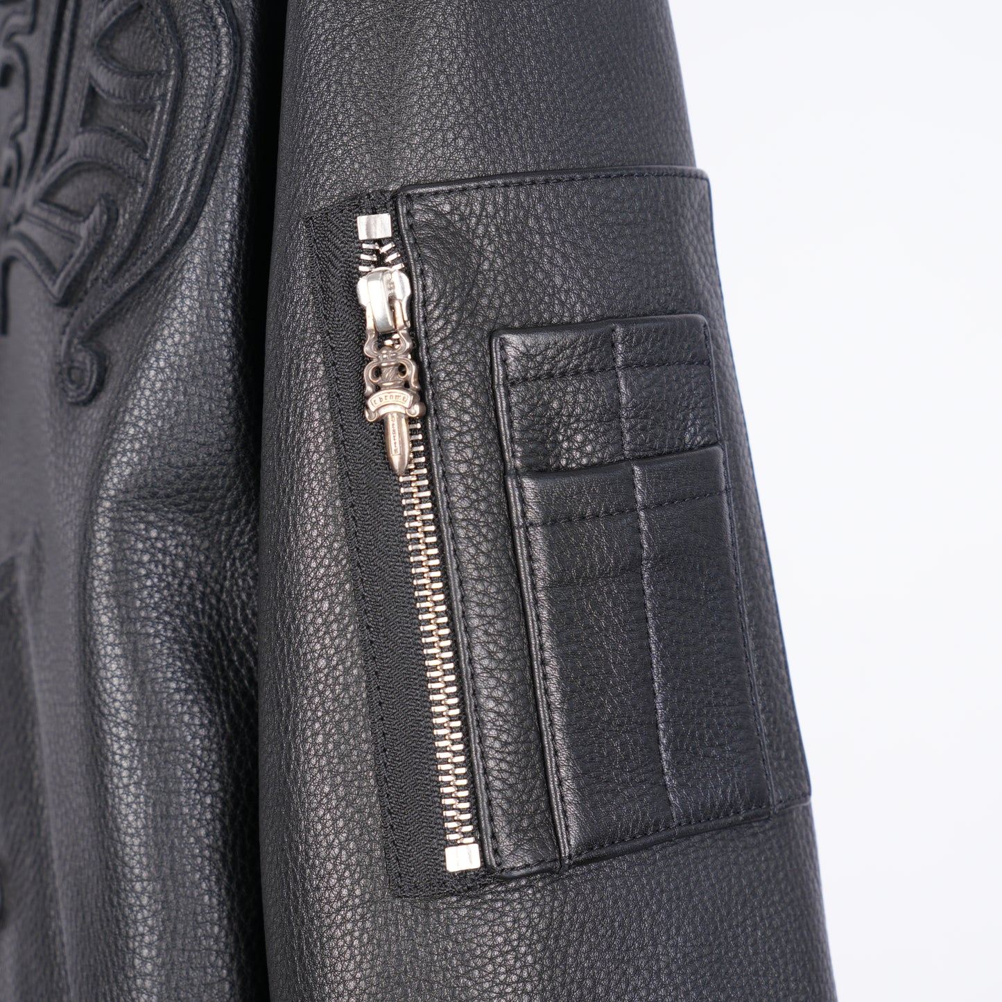 CHROME HEARTS ON TARGET CH PATCH LEATHER BOMBER JACKET