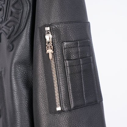 CHROME HEARTS ON TARGET CH PATCH LEATHER BOMBER JACKET
