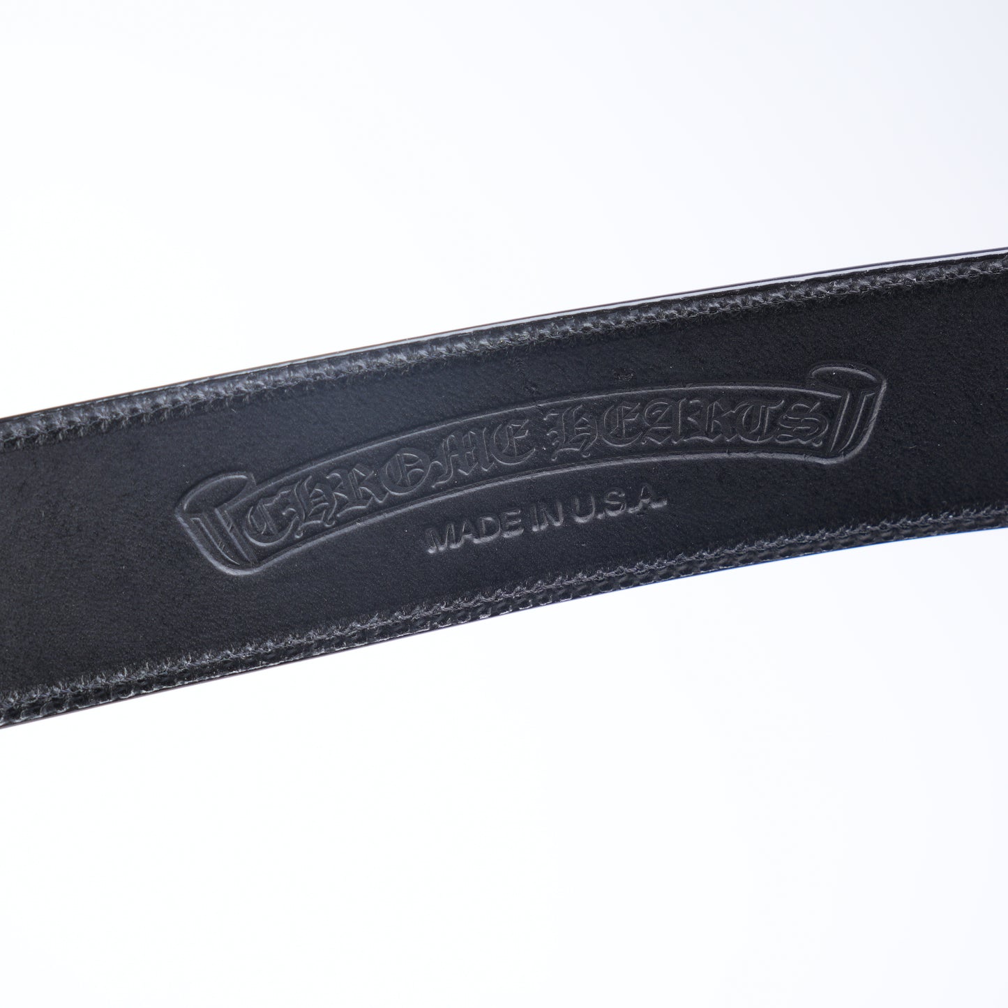 CHROME HEARTS PLAIN BLACK BELT STRAP 1.5" SIZE 40