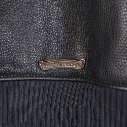 CHROME HEARTS ON TARGET CH PATCH LEATHER BOMBER JACKET