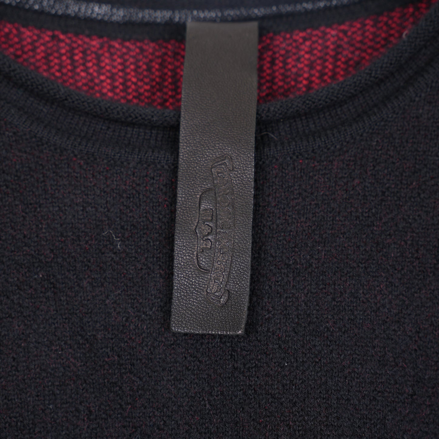CHROME HEARTS RED PATENT PATCH FLORAL CASHMERE SWEATER