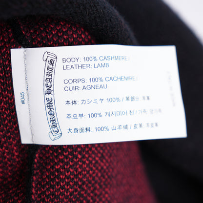 CHROME HEARTS RED PATENT PATCH FLORAL CASHMERE SWEATER