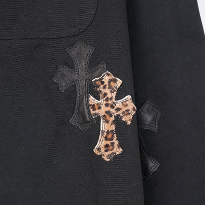 CHROME HEARTS BLACK CHEETAH PATCH WORK DOG JACKET