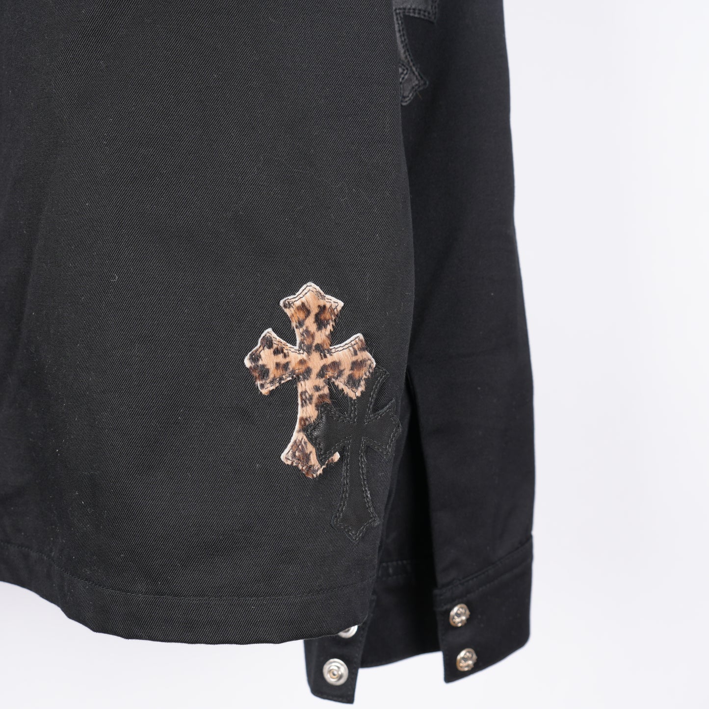 CHROME HEARTS BLACK CHEETAH PATCH WORK DOG JACKET