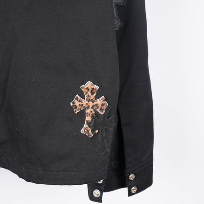 CHROME HEARTS BLACK CHEETAH PATCH WORK DOG JACKET