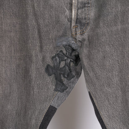 CHROME HEARTS X GALLERY DEPT BLACK PATCH GREY WASH LEVIS DENIM