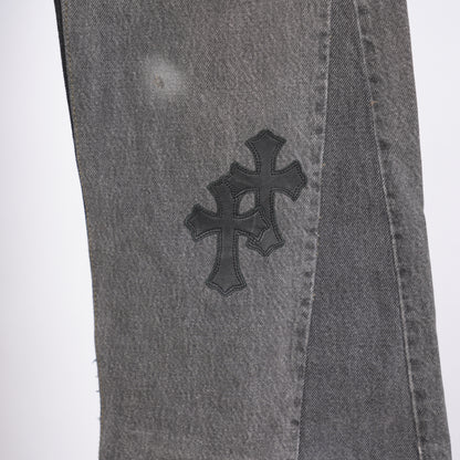 CHROME HEARTS X GALLERY DEPT BLACK PATCH GREY WASH LEVIS DENIM