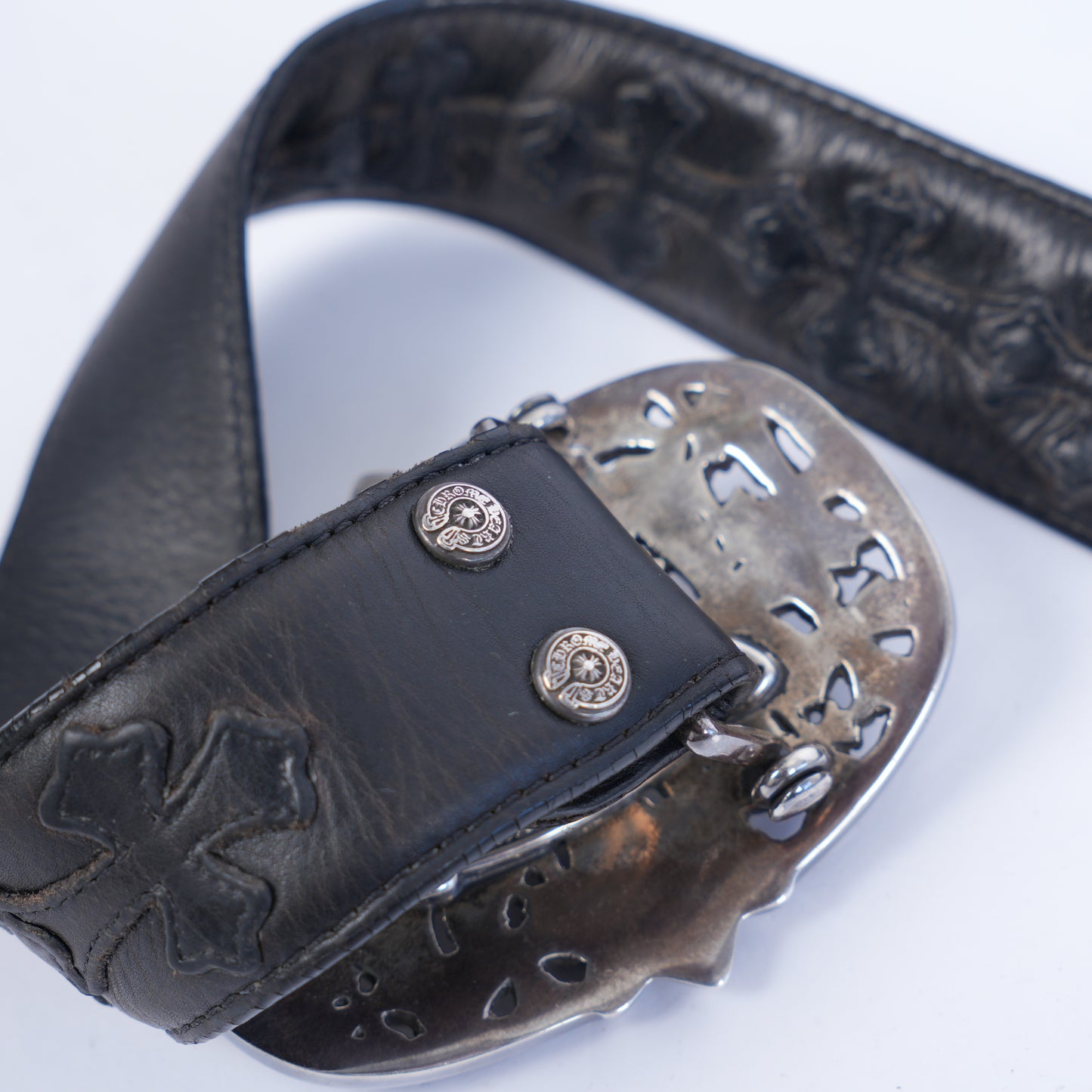 CEMETERY BELT BLACK CROSS PATCH STRAP