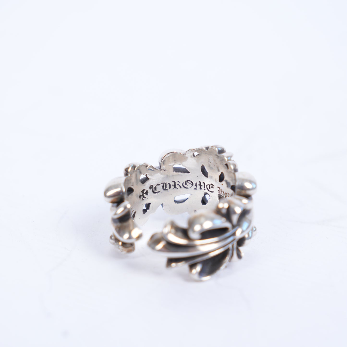 CHROME HEARTS DOUBLE FLORAL CROSS RING