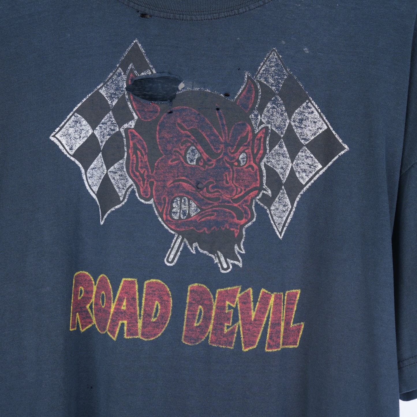 VINTAGE ROAD DEVIL MOTORCYCLE FADED THRASHED T-SHIRT