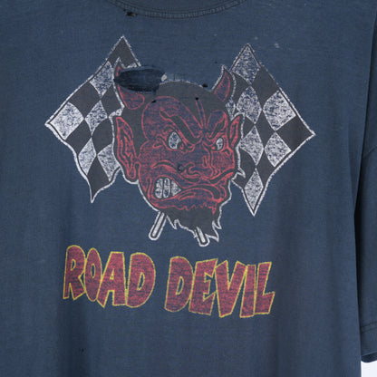 VINTAGE ROAD DEVIL MOTORCYCLE FADED THRASHED T-SHIRT
