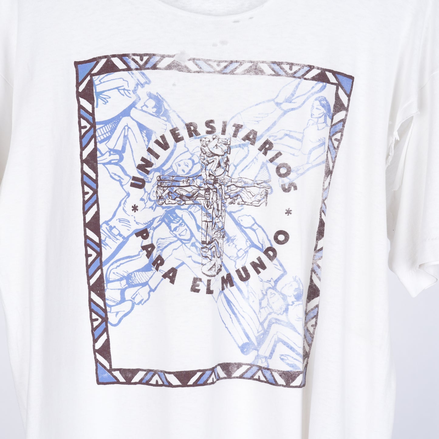 VINTAGE WHITE UNIVERSITARIOS PARA EL MUNDO T-SHIRT SCREEN STARS
