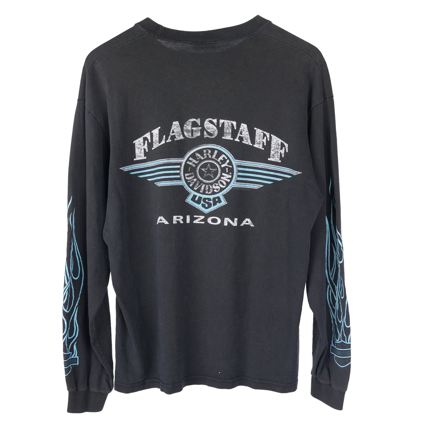 VINTAGE SKULL BLUE FLAME LONG SLEEVE T SHIRT HARLEY DAVIDSON