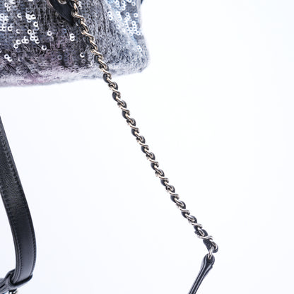 CHANEL BLACK 2018 SEQUIN WATERFALL TINY BACKPACK
