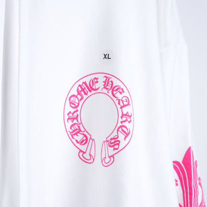 CH WHITE FLORAL HOT PINK HOODIE