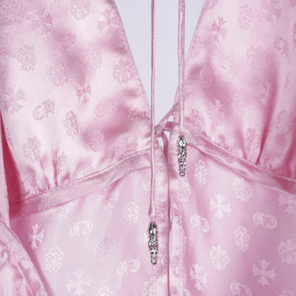 CHROME HEARTS PINK MONOGRAM SILK TOP