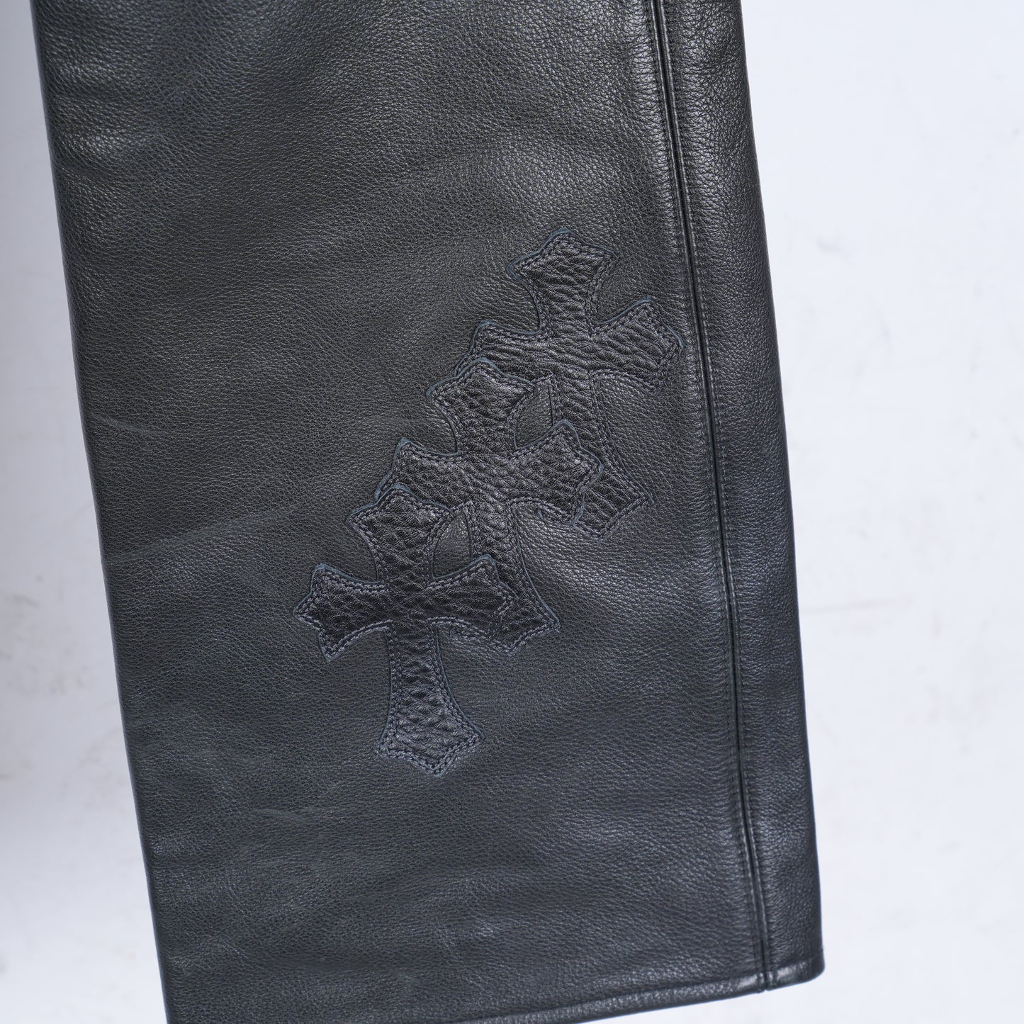 Chrome Hearts Leather Fleur Knee RED Patch Pants