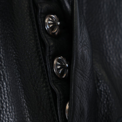 Chrome Hearts Leather Fleur Knee RED Patch Pants