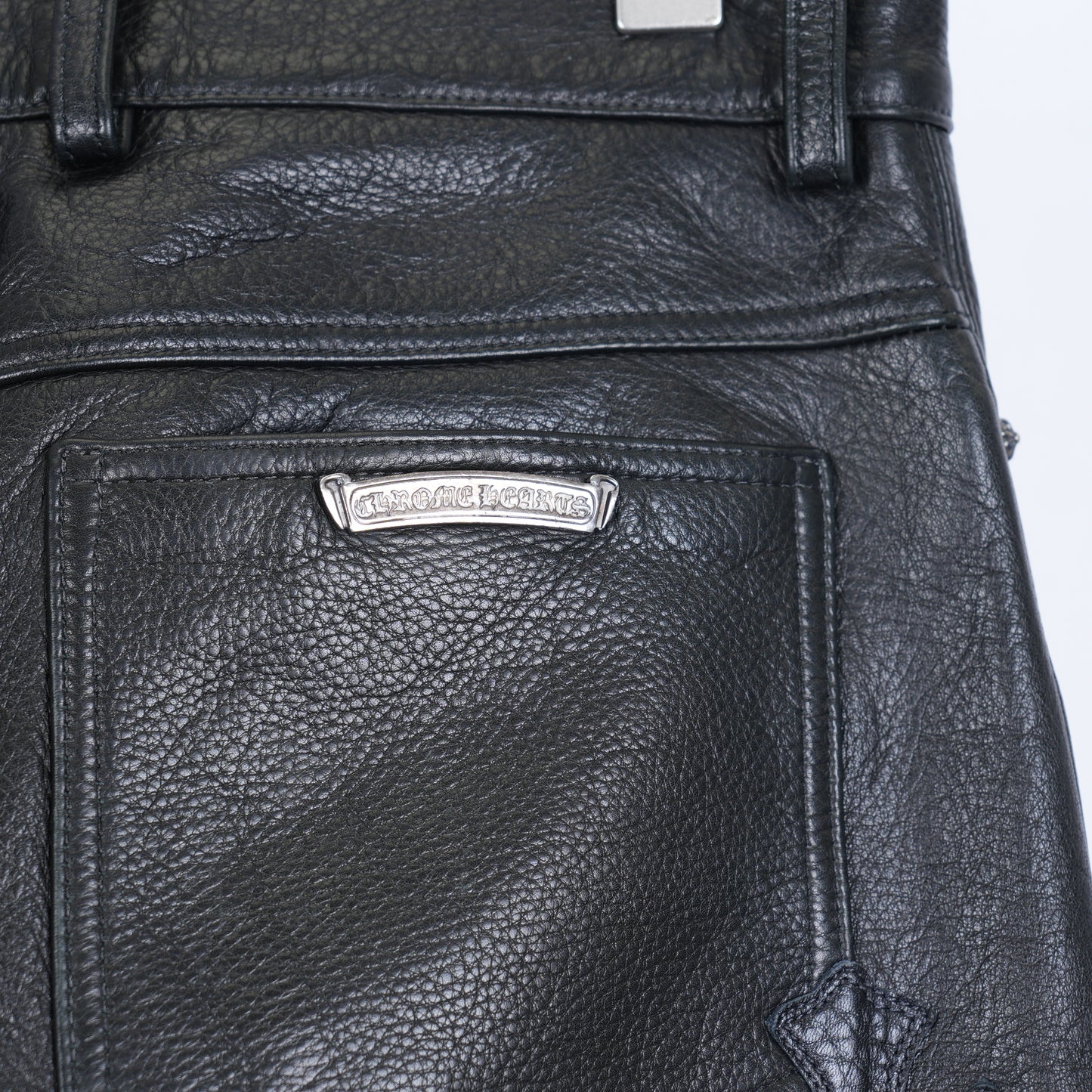 Chrome Hearts Leather Fleur Knee RED Patch Pants