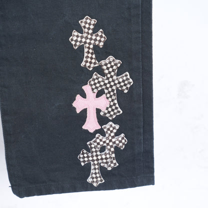 CHROME HEARTS PINK CHECKERED FLEUR PANTS