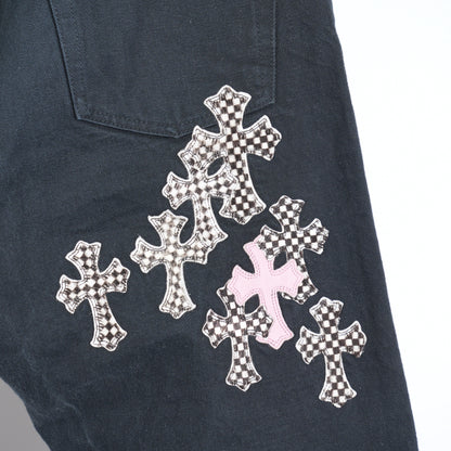 CHROME HEARTS PINK CHECKERED FLEUR PANTS