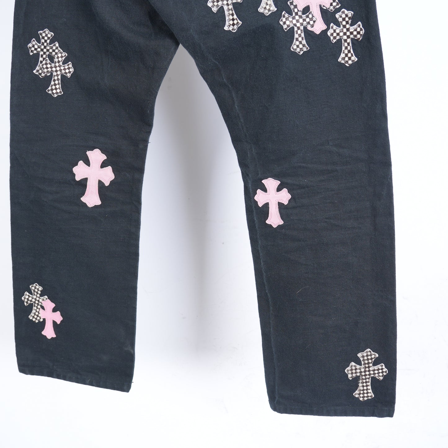 CHROME HEARTS PINK CHECKERED FLEUR PANTS