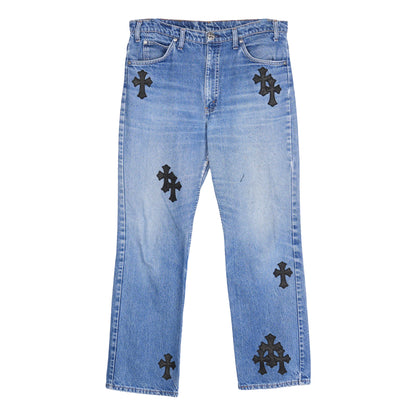 CHROME HEARTS 517 ORANGE TAB LIGHT WASH LEVI DENIM