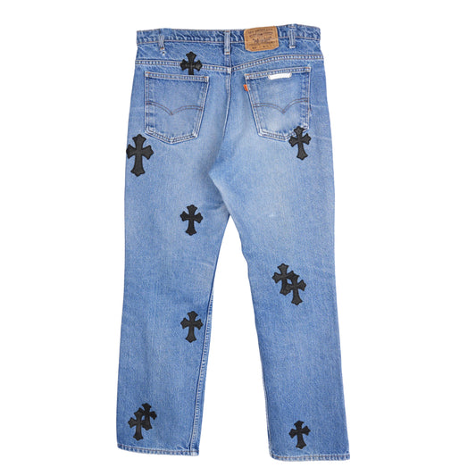 CHROME HEARTS 517 ORANGE TAB LIGHT WASH LEVI DENIM