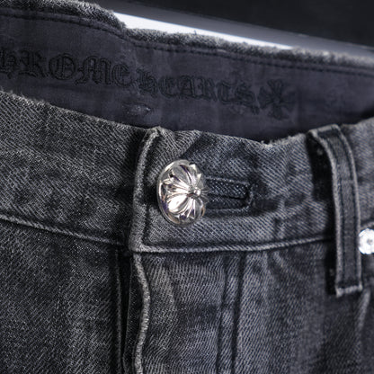 CHROME HEARTS RED AND BLACK CROSS PATCH DRAKE DENIM