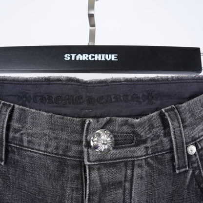 CHROME HEARTS RED AND BLACK CROSS PATCH DRAKE DENIM