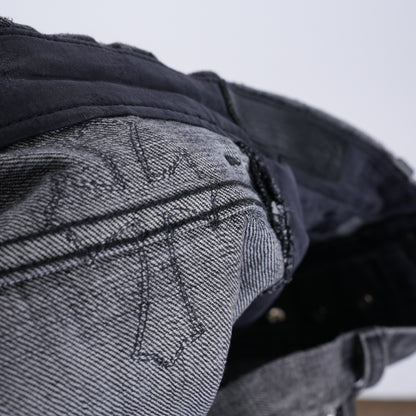 CHROME HEARTS RED AND BLACK CROSS PATCH DRAKE DENIM